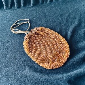 Vintage Antique Victorian Beaded Evening Handbag w/ Cord Drawstring Handle